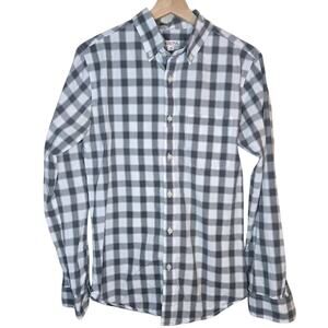 Merona Medium Men's Gray/White Gingham Check 100% Cotton Button-Down [0330]